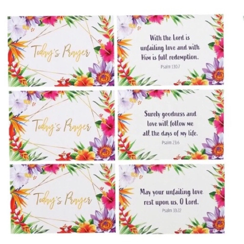 CrownJewlz Christian Tropical Floral Boxed Scripture Prayer Cards, 20 ct